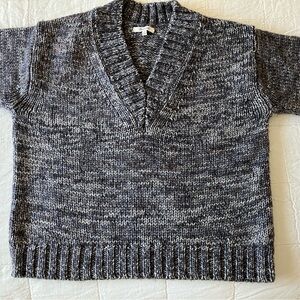 Madewell Slouchy Marled Gray V-Neck Sweater